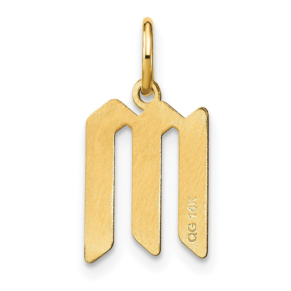 14k Yellow Gold Letter M Initial Pendant for Women