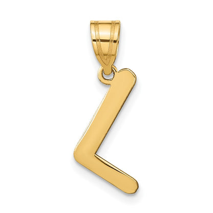 14k Yellow Gold Polished Bubble Letter L Initial Pendant for Women