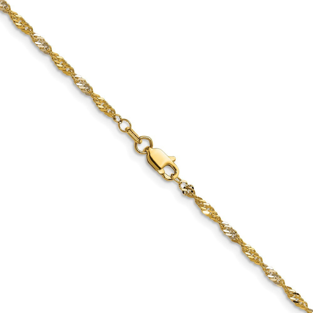 14k Yellow Gold Yellow Gold with Rhodium 1.9mm Singapore Chain Necklace
