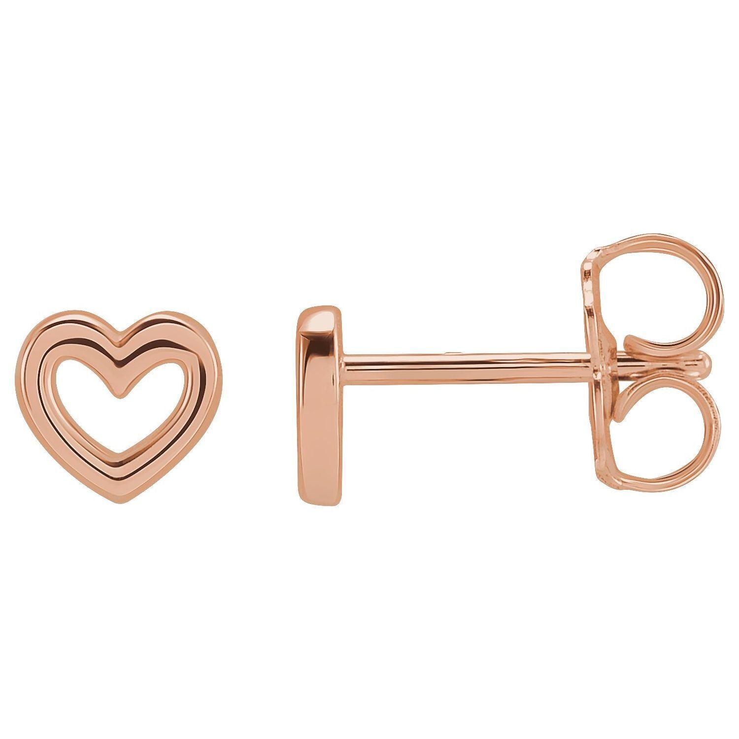 14k Rose Gold Heart Stud Earrings Fine Jewelry Gift for Women