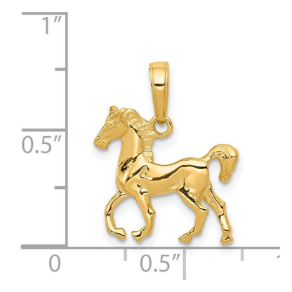 14k Yellow Gold Standing Horse Pendant for Women