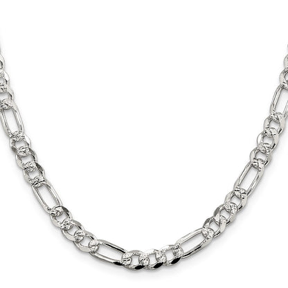 Sterling Silver 5.5mm Pav� Flat Figaro Chain