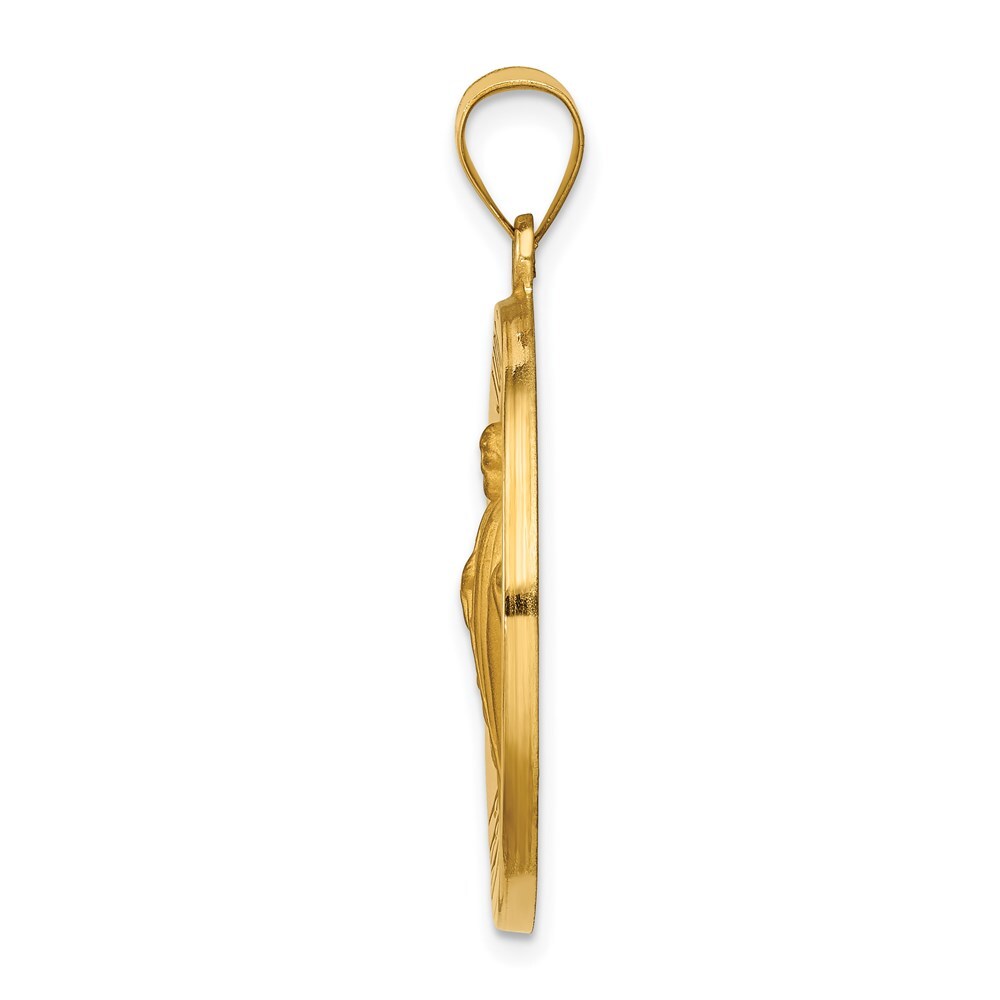 14k Yellow Gold Polished and Satin St Jude Thaddeus Medal Hollow Pendant