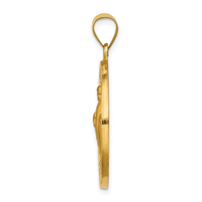 14k Yellow Gold Polished and Satin St Jude Thaddeus Medal Hollow Pendant