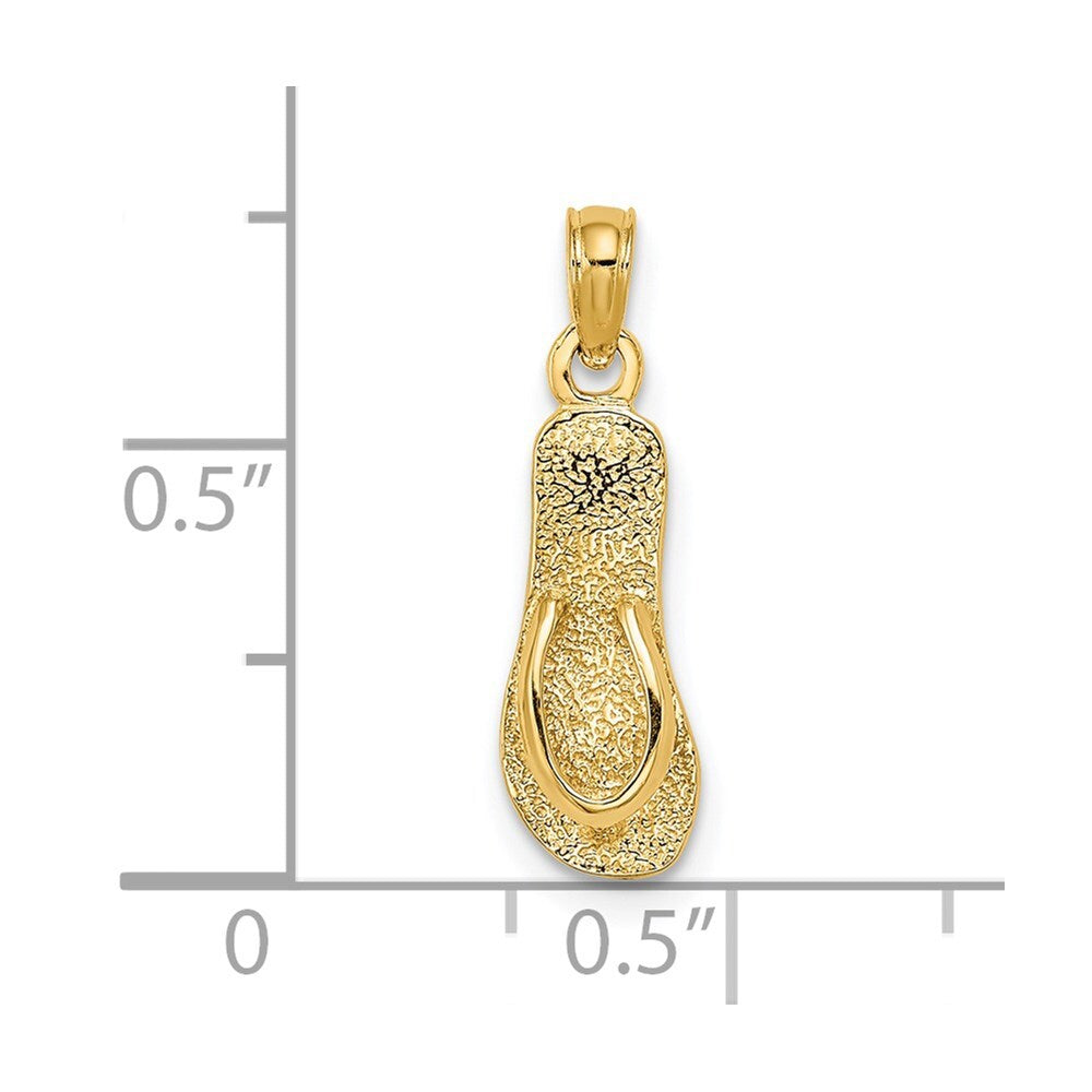 14k Yellow Gold Single Polished Strap Flip-Flop Charm Pendant for Women