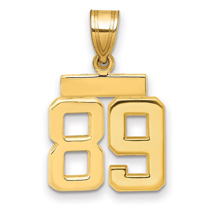 14k Yellow Gold Small Polished Number 89 Charm Pendant for Women