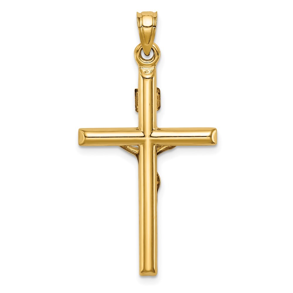 14k Two-tone Gold Hollow Crucifix Pendant for Women