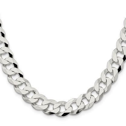Sterling Silver 10.6mm Beveled Curb Chain Necklace