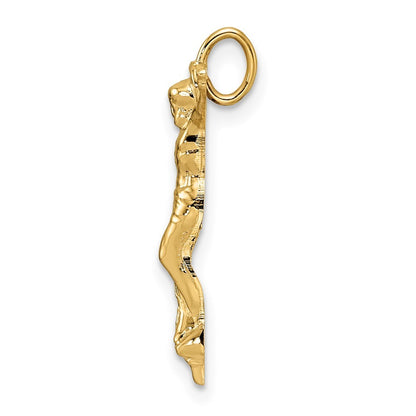 14k Yellow Gold Polished Solid Risen Christ Chain Slide