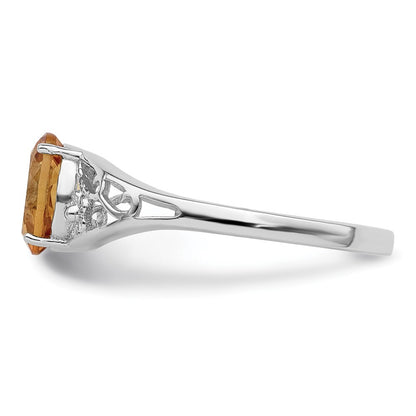 Sterling Silver Rhodium Citrine ring Size 6