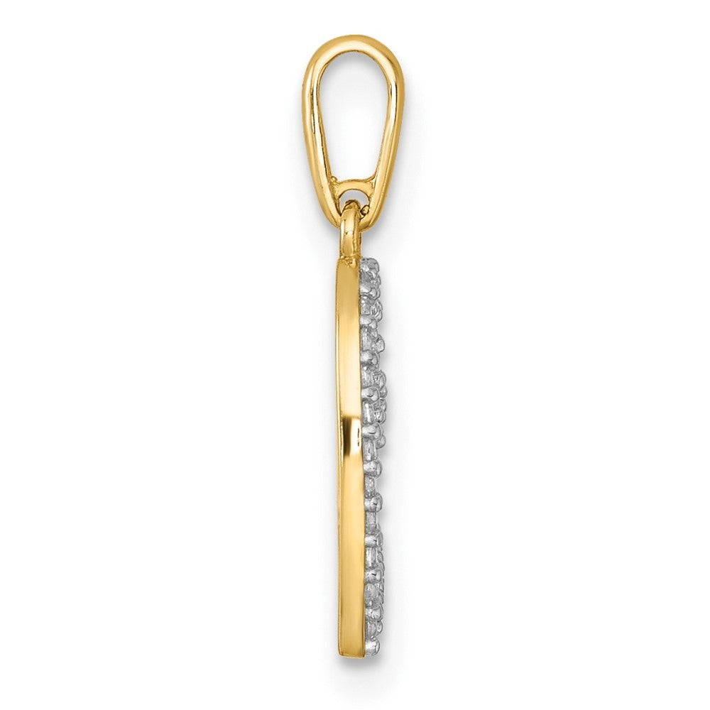 14k Yellow Gold Polished CZ Open Heart Charm / Pendant