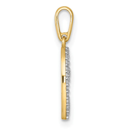 14k Yellow Gold Polished CZ Open Heart Charm / Pendant