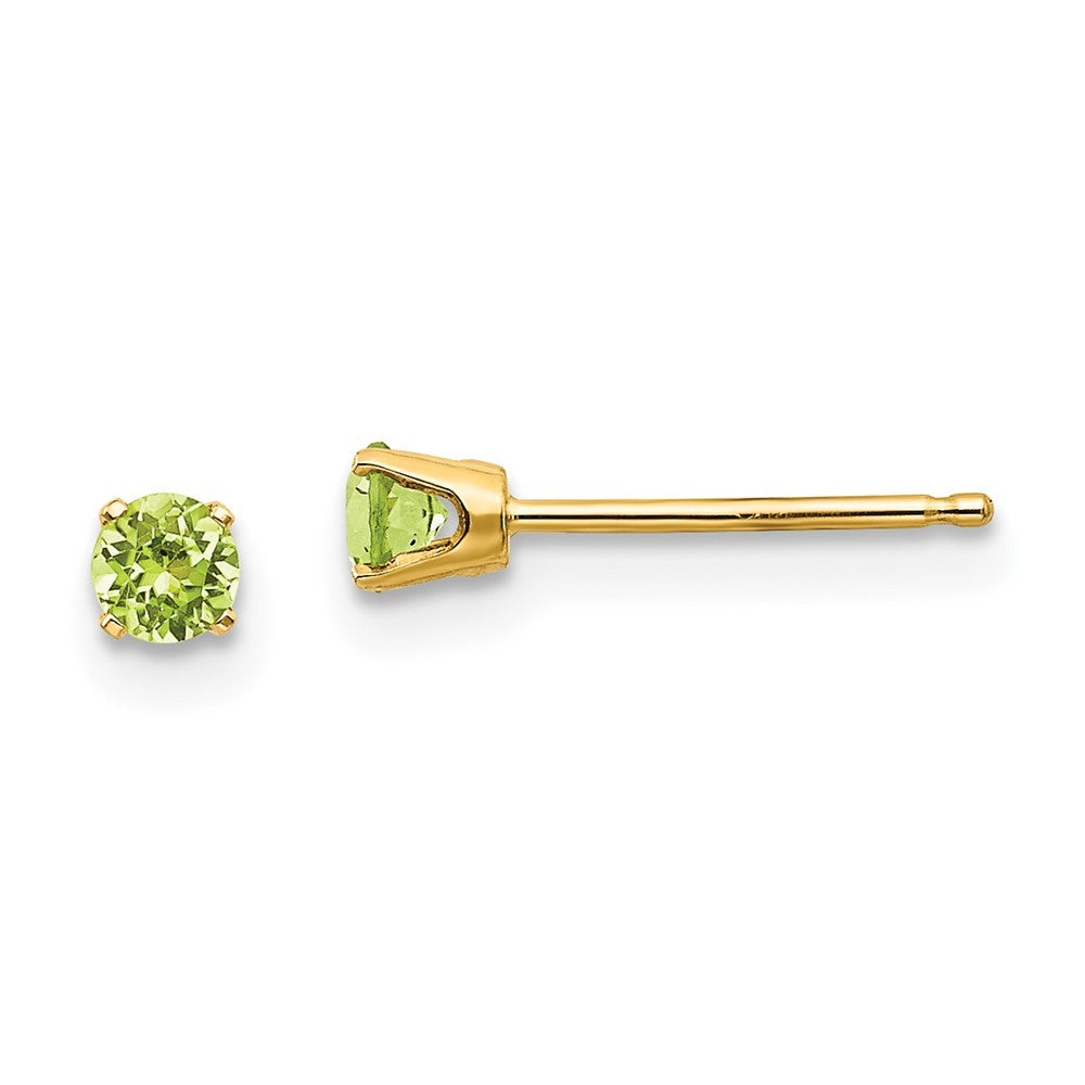 14k Yellow Gold 3mm August/Peridot Earrings