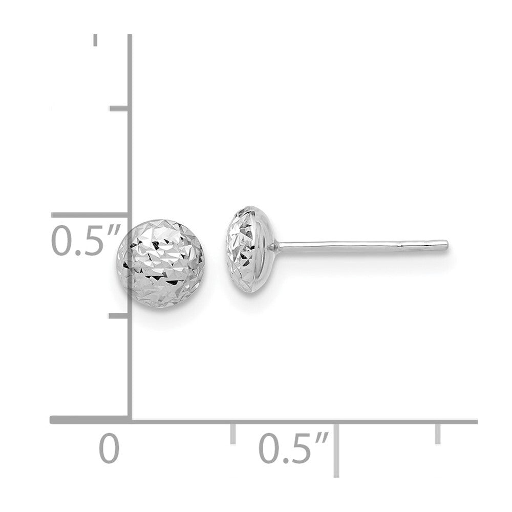 14K White Gold Polished and Diamond-cut 5.5mm Button Stud Earrings