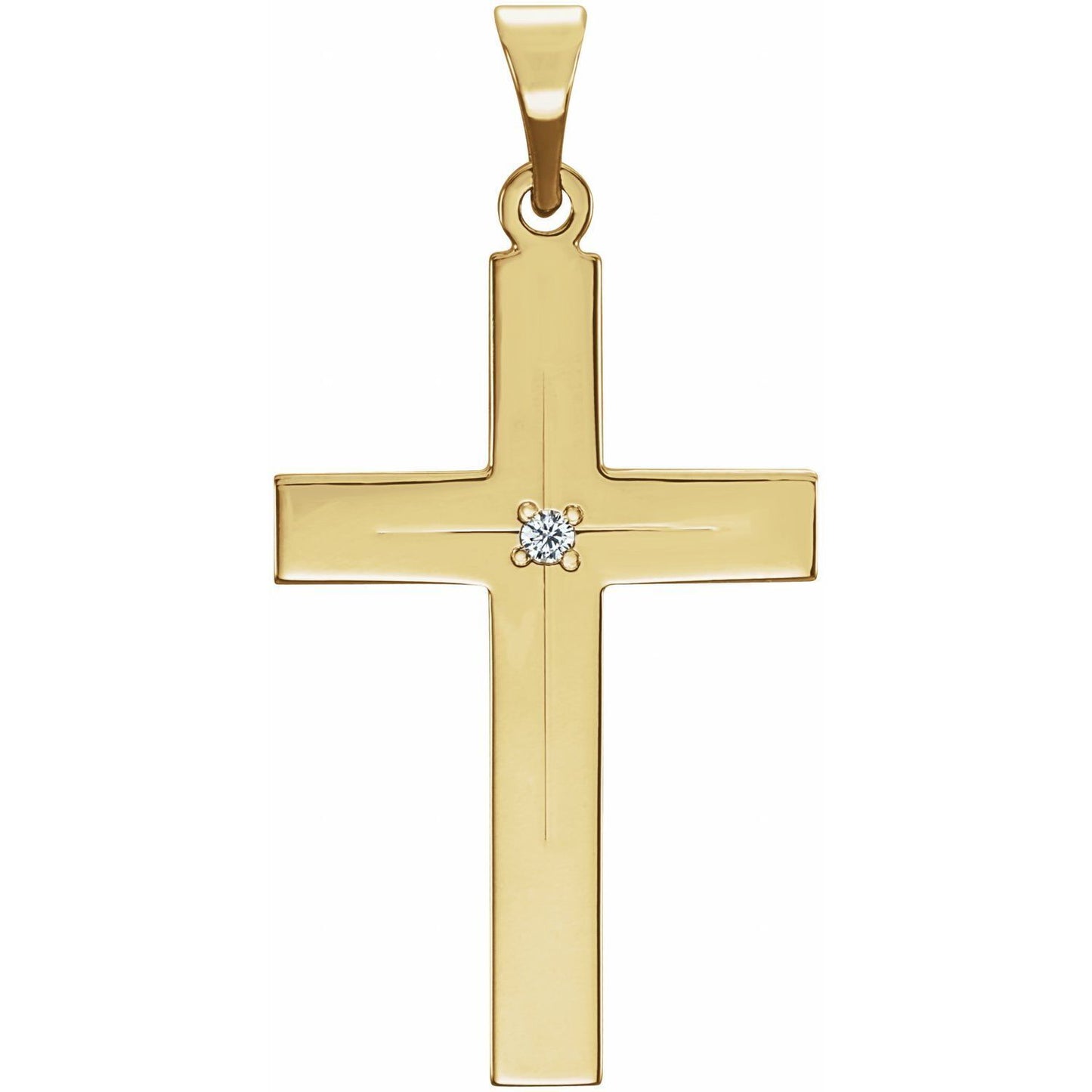 14k Yellow Gold .01CT Diamond Crucifix Cross Pendant Necklace 18" for Women