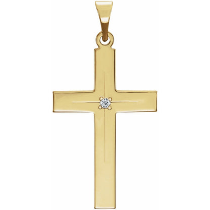 14k Yellow Gold .01CT Diamond Crucifix Cross Pendant Necklace 18" for Women