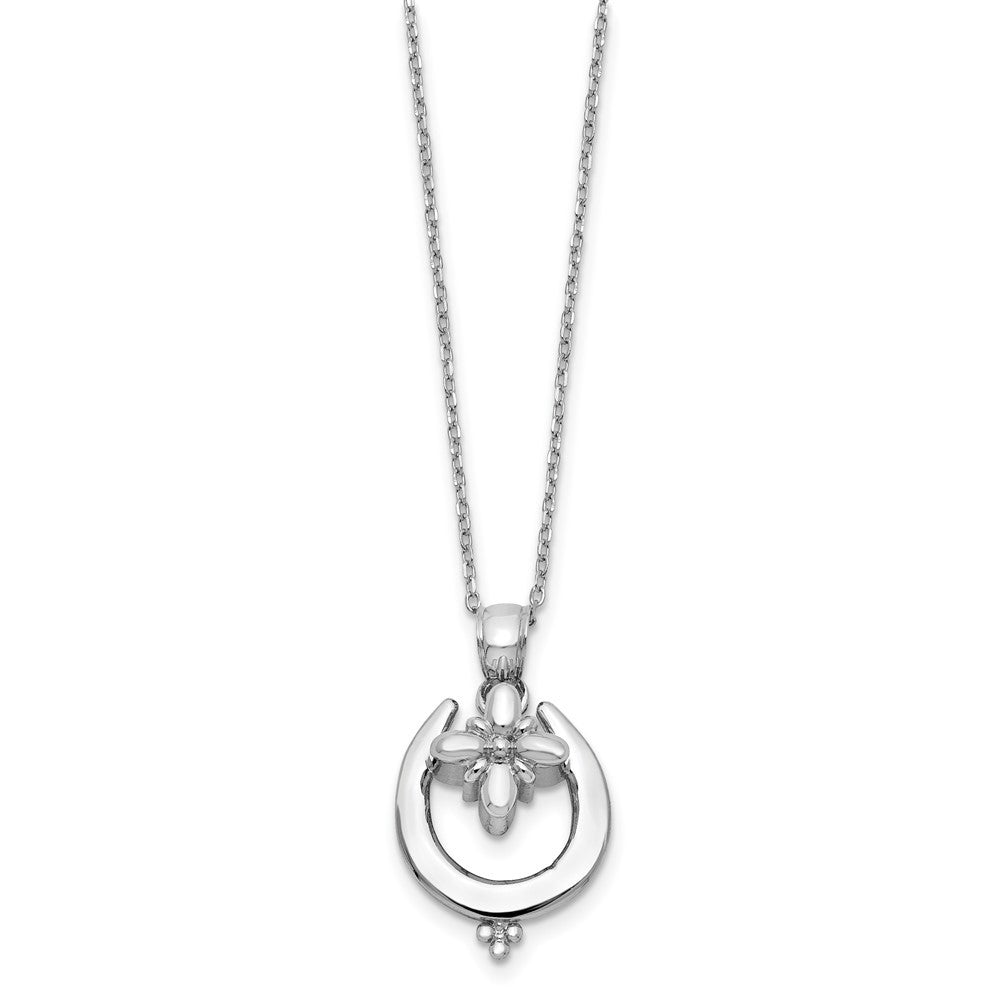 Sterling Silver Rhodium-plated Horseshoe Ash Holder 18in Necklace