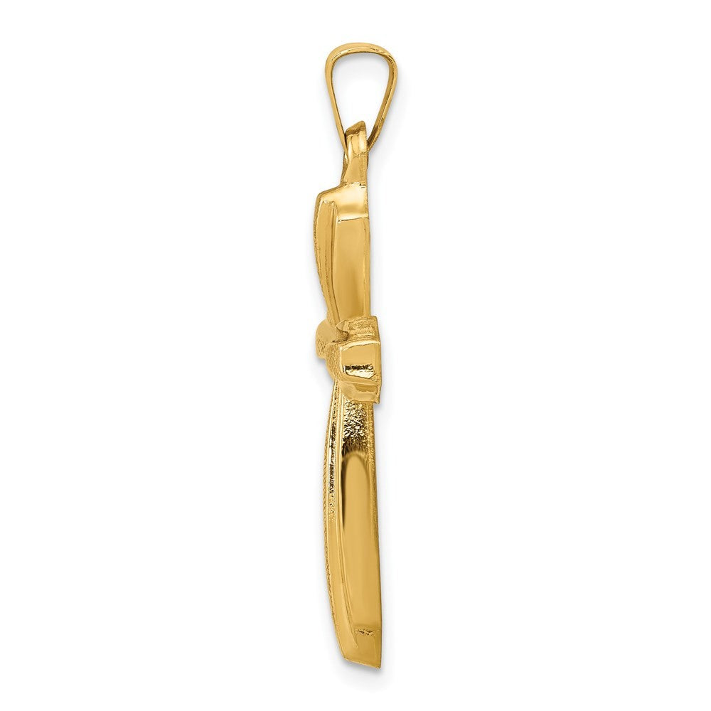 14k Yellow Gold Textured and Polished Passion Cross Pendant