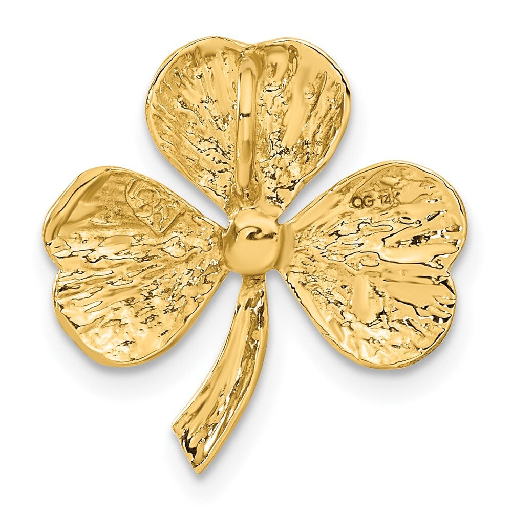 14k Yellow Gold Shamrock Chain Slide Pendant for Women