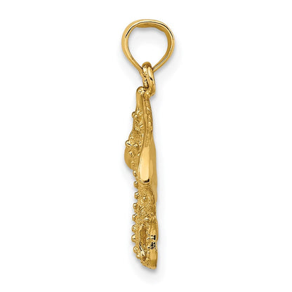 14k Yellow Gold Stingray Charm Pendant for Women