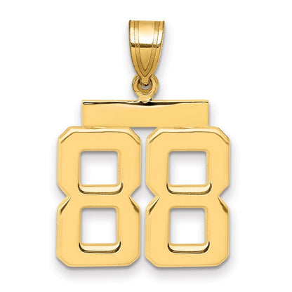 14k Yellow Gold Medium Polished Number 88 Charm Pendant for Women