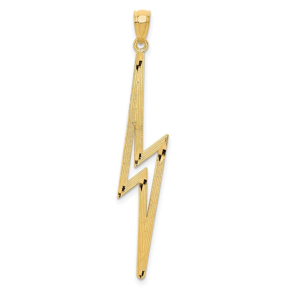 14k Yellow Gold Polished Diamond-cut Lightning Bolt Pendant
