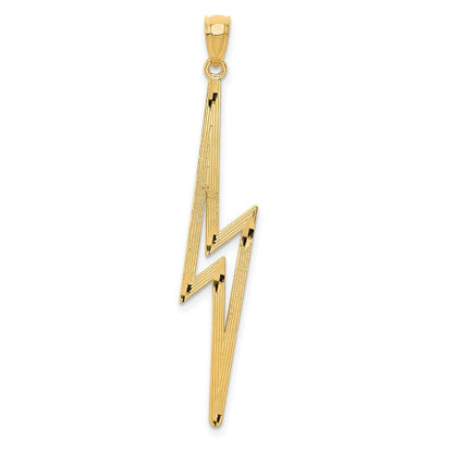 14k Yellow Gold Polished Diamond-cut Lightning Bolt Pendant