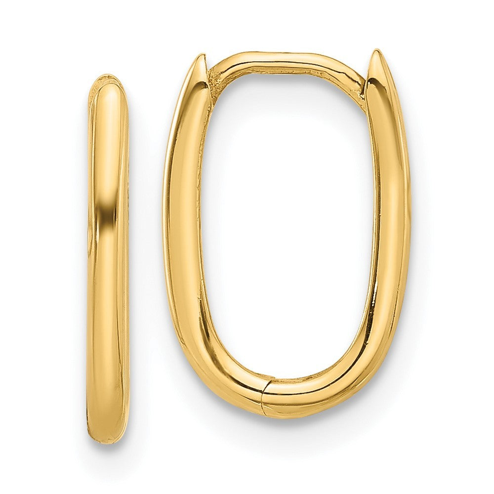 14k Yellow Gold Polished Oval Hinged Hoop Earrings