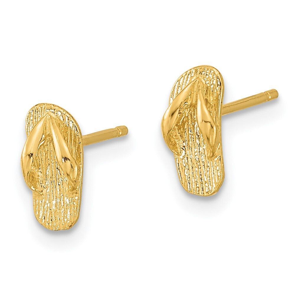 14k Yellow Gold Polished Flip Flop Stud Earrings Gift for Women