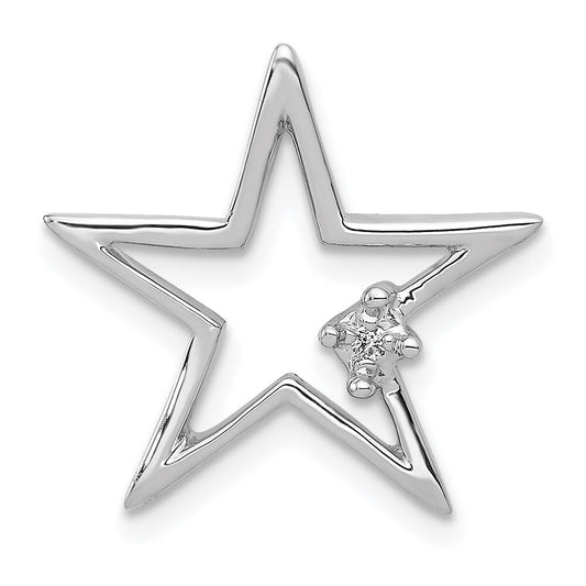14k White Gold .01ct. Diamond Star Chain Slide Pendant for Women