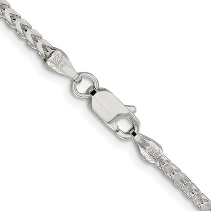 Sterling Silver Rhodium-plated 2.55mm Diamond-Cut Square Franco Chain Necklace