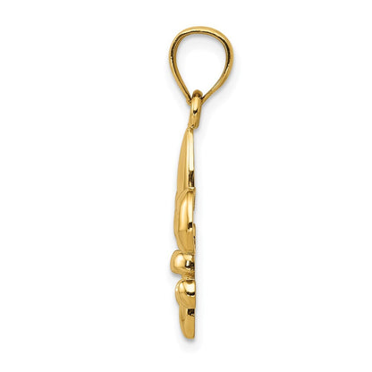 14k Yellow Gold Polished Fleur de Lis Pendant for Women