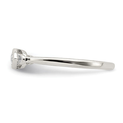 Sterling Silver Rhodium-plated Polished White Topaz Ring Size 7