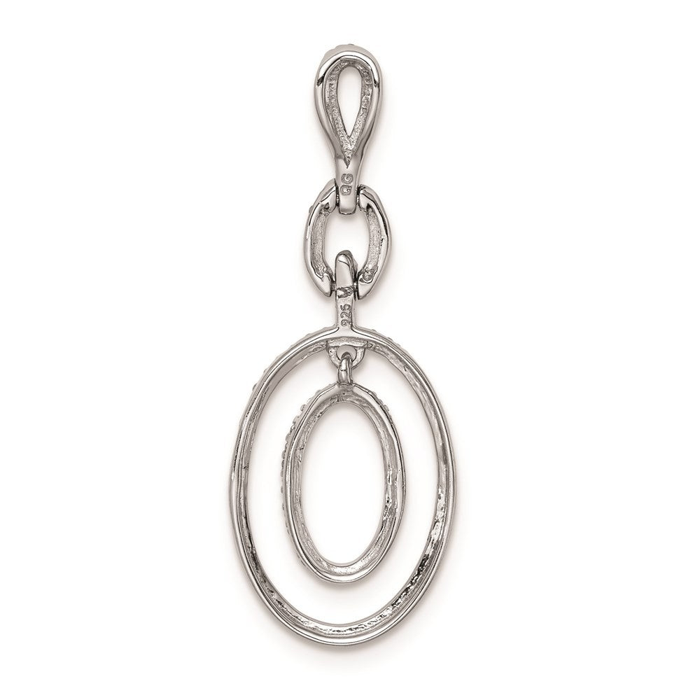 Sterling Silver Rhodium Diamond Oval Pendant
