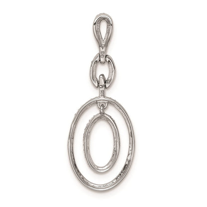 Sterling Silver Rhodium Diamond Oval Pendant