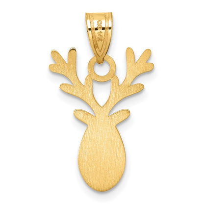 14k Yellow Gold Enameled Reindeer Charm Pendant for Women