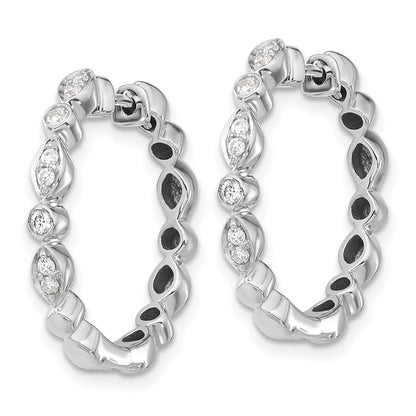 14k White Gold Diamond Hinged Hoop Earrings