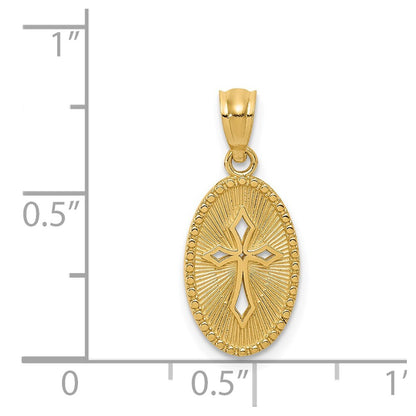 14k Yellow Gold Gold Polished Small Cross Medal Pendant for Women