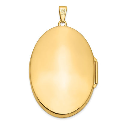 14k Yellow Gold Half Swirl Design Heavy Weight 38mm Oval Locket