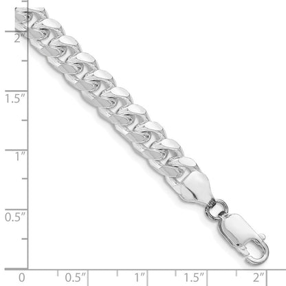 Sterling Silver 7.35mm Domed Side Diamond-Cut Curb Chain Bracelet