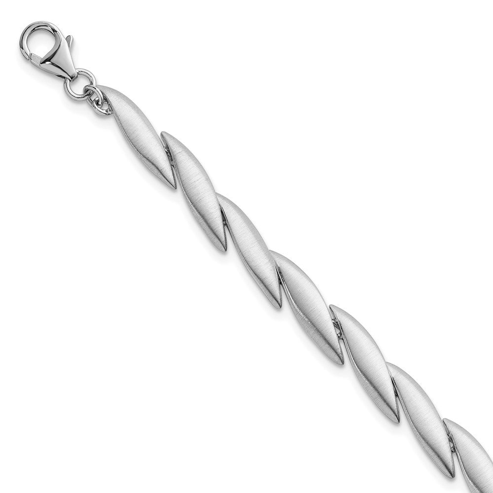 Sterling Silver Rhodium-plated Brushed Fancy 7" with 0.5" Extension Bracelet