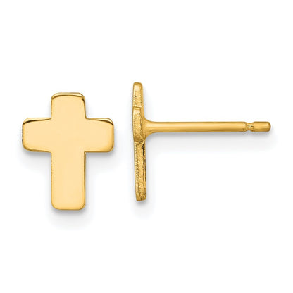 14k Yellow Gold Polished Cross Earrings