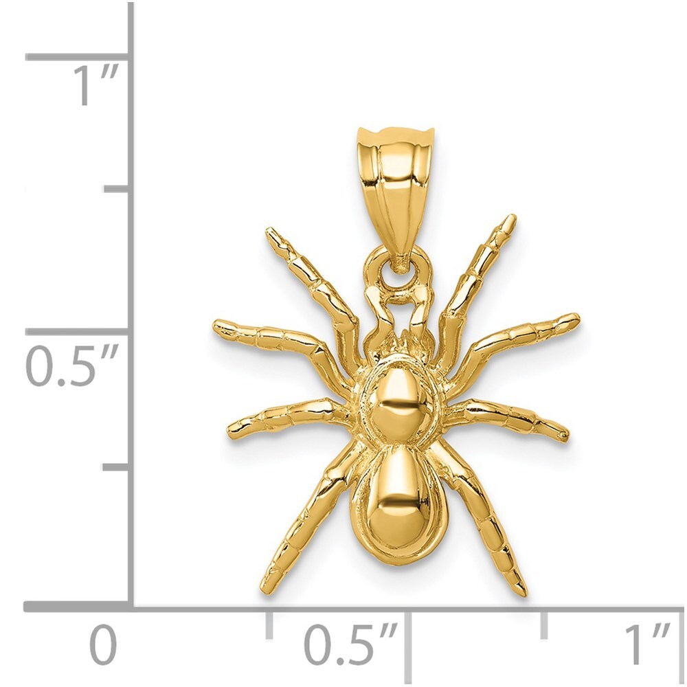 14k Yellow Gold Polished Spider Pendant for Women