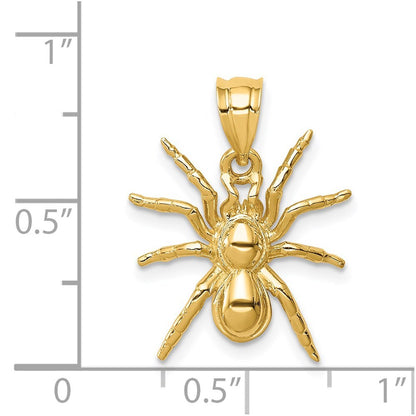 14k Yellow Gold Polished Spider Pendant for Women