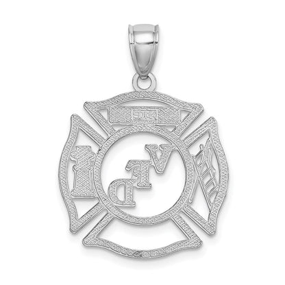 14k White Gold VFD Member Shield Charm Pendant for Women