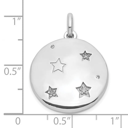 Sterling Silver Rhodium-plated Cubic Zirconia Stars 20mm Swing Locket