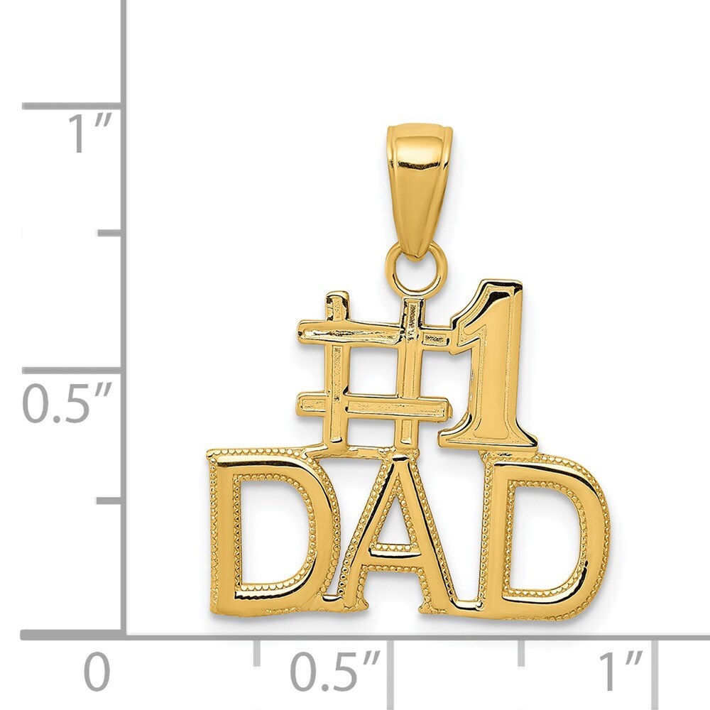 14k Yellow Gold #1 DAD Charm Pendant for Women