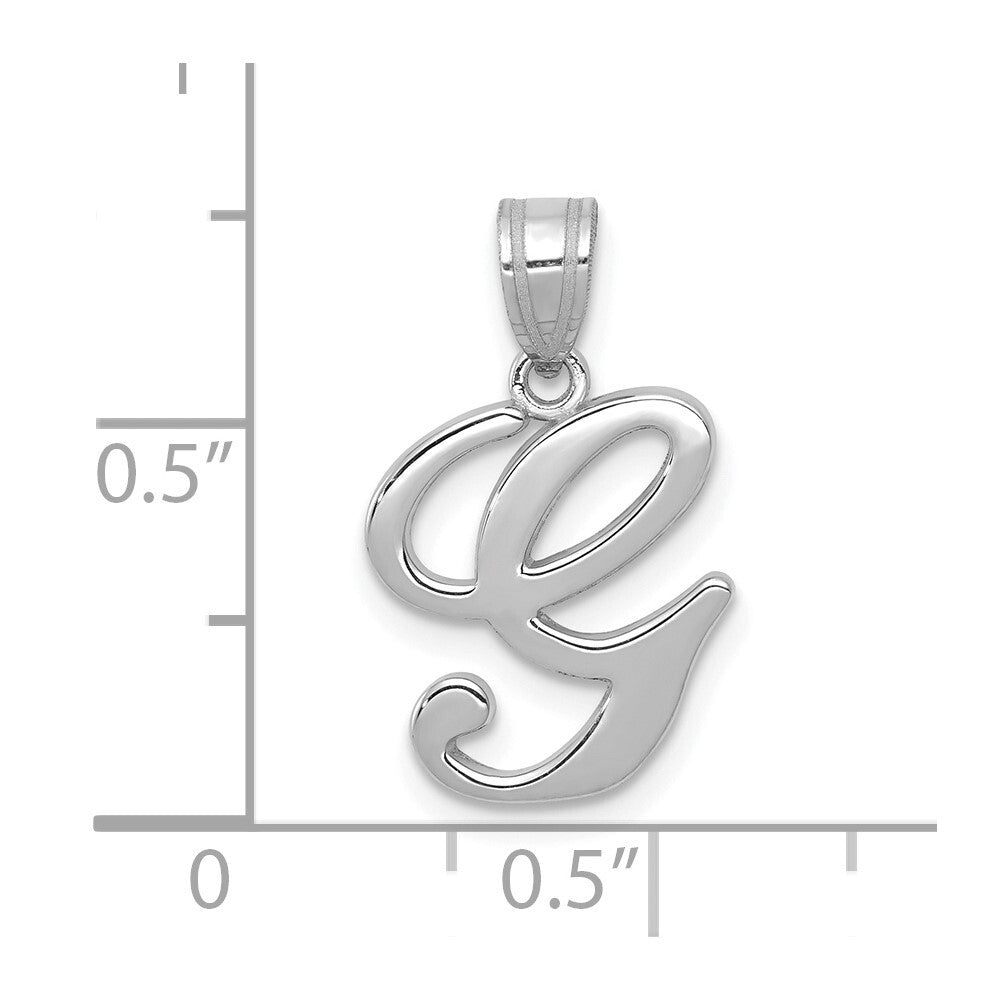 14k White Gold Script Letter G Initial Pendant for Women