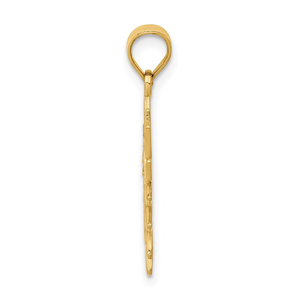 14k Yellow Gold Polished Filigree Sun Pendant for Women