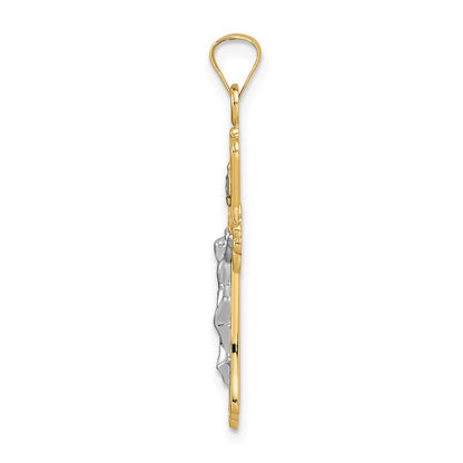 14k Two-tone Gold Polished Solid INRI Crucifix Pendant for Women